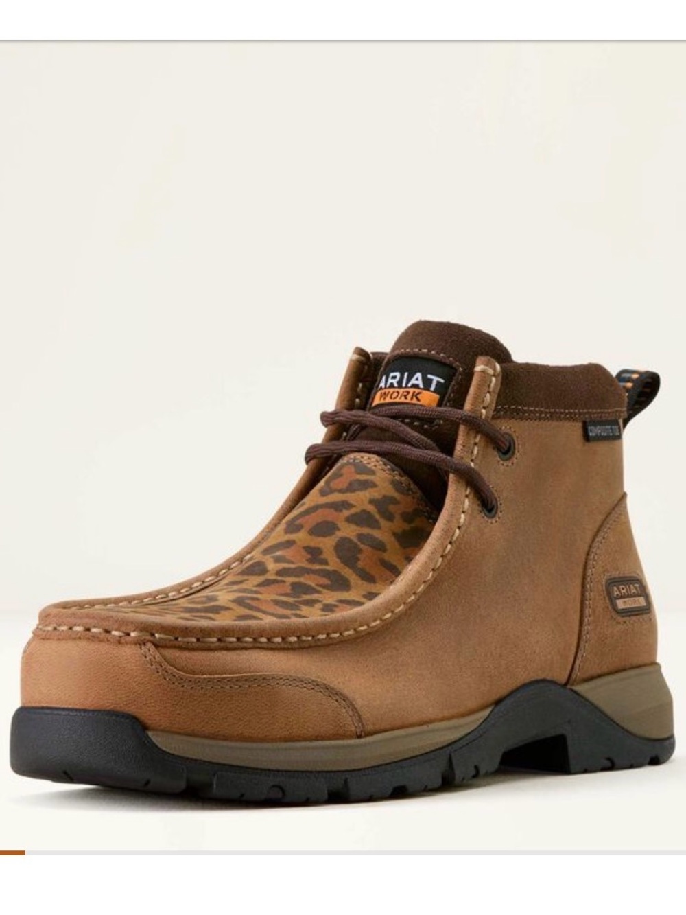 Ariat womens Edge Lte Moc Composite Toe Work Boot Desert Brown Cheetah Sz 8